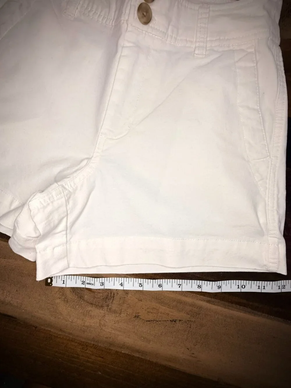 A New Day - White High Rise Chino: Shorts Stretch Cotton Double Button | Size 4